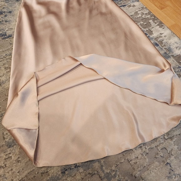 Nicole Miller Champagne Satin Pull On Midi Skirt Size Large New - Picture 6 of 14